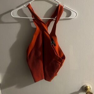 Forever 21 Brown and Orange Ribbed Crop Tank Top